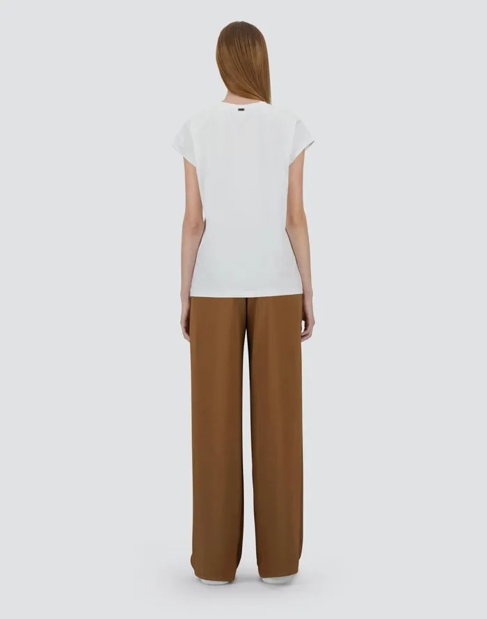 Herno TSHIRT IN INTERLOCKJERSEY Whitebrown Women Tshirts and Tops