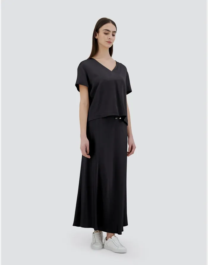 Herno TSHIRT IN NEWSATIN EFFECT Black Women Tshirts and Tops