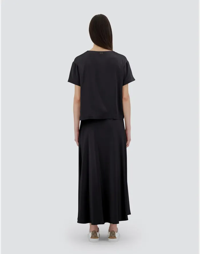 Herno TSHIRT IN NEWSATIN EFFECT Black Women Tshirts and Tops