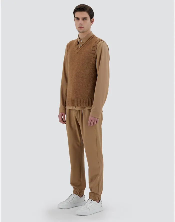Herno VEST IN PLAINALPACA WOOL Earthenware Men Knitwear