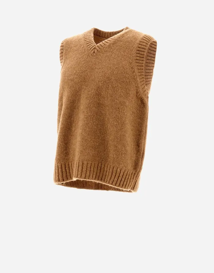 Herno VEST IN PLAINALPACA WOOL Earthenware Men Knitwear