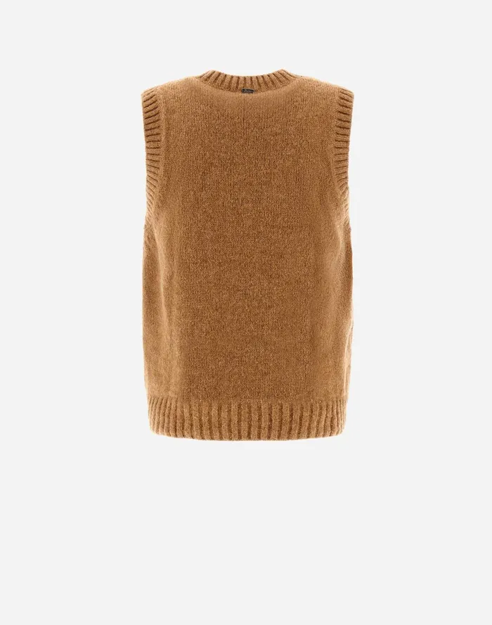 Herno VEST IN PLAINALPACA WOOL Earthenware Men Knitwear