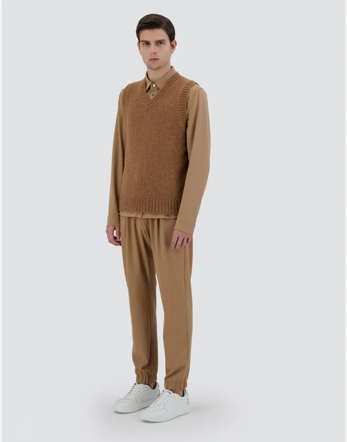 Herno VEST IN PLAINALPACA WOOL Earthenware Men Knitwear