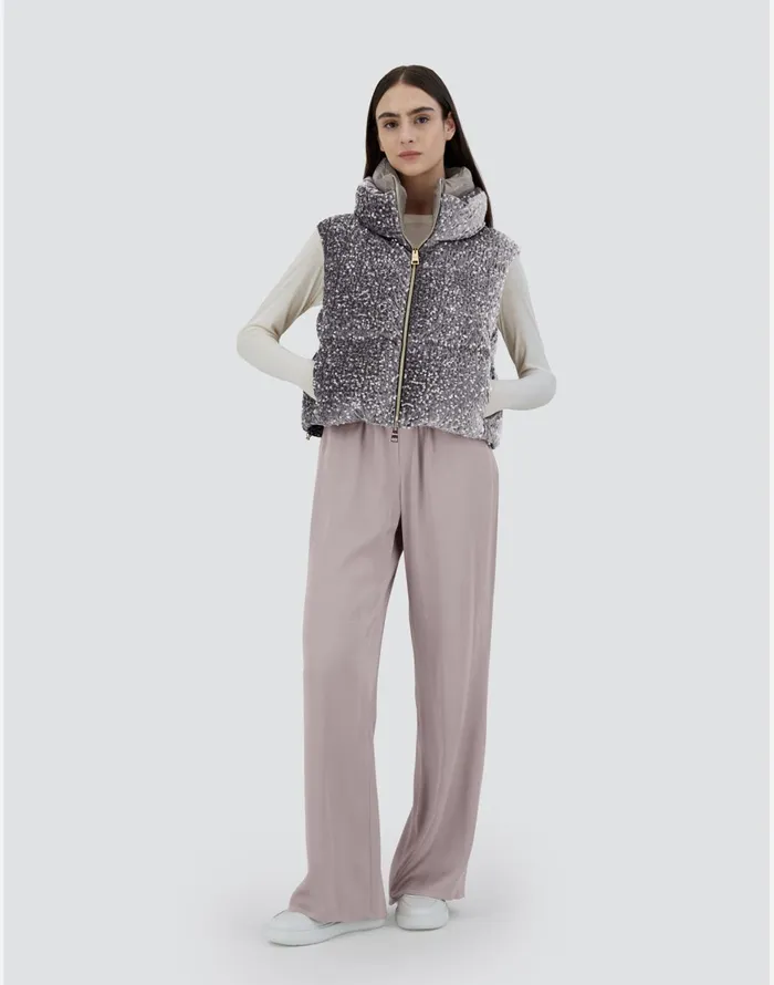 Herno VEST IN VELVET PAILLETTES Light Grey Women Vests