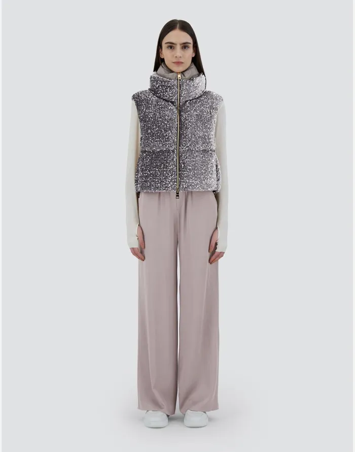 Herno VEST IN VELVET PAILLETTES Light Grey Women Vests