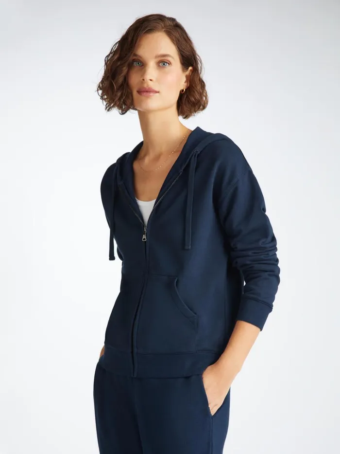 Hooded Tops Women Derek Rose Hoodie Quinn Cotton Modal Navy