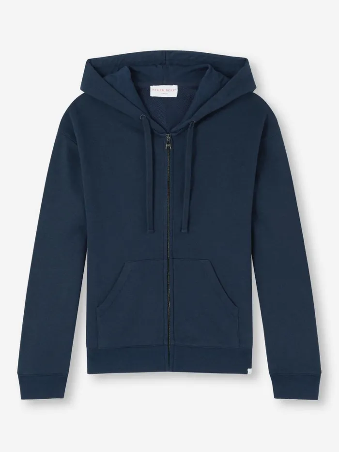 Hooded Tops Women Derek Rose Hoodie Quinn Cotton Modal Navy