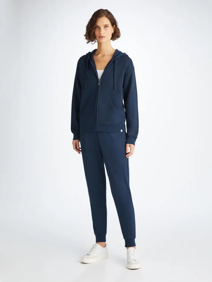Hooded Tops Women Derek Rose Hoodie Quinn Cotton Modal Navy