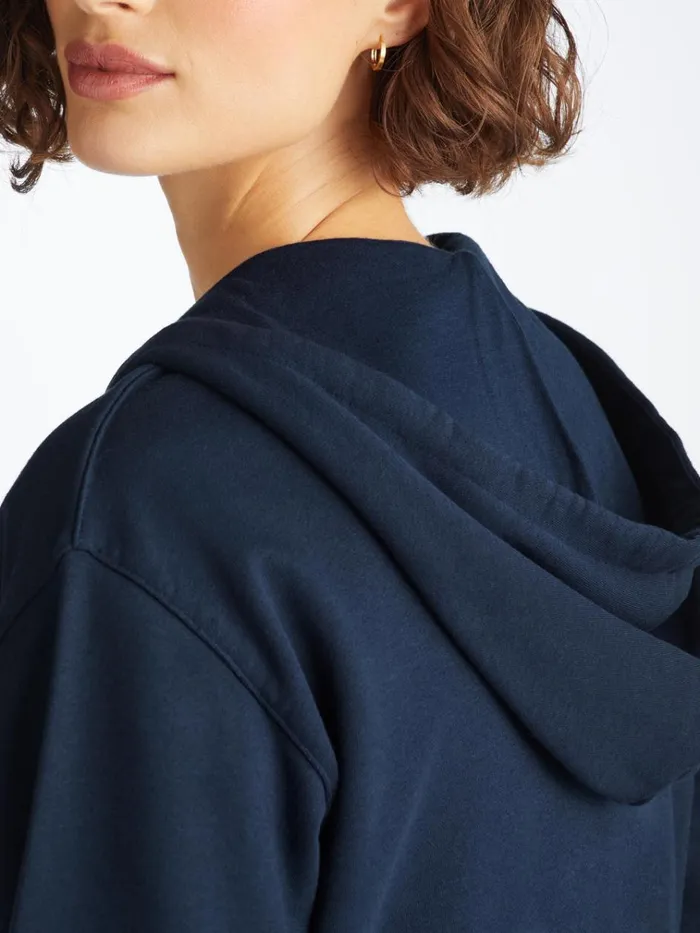 Hooded Tops Women Derek Rose Hoodie Quinn Cotton Modal Navy