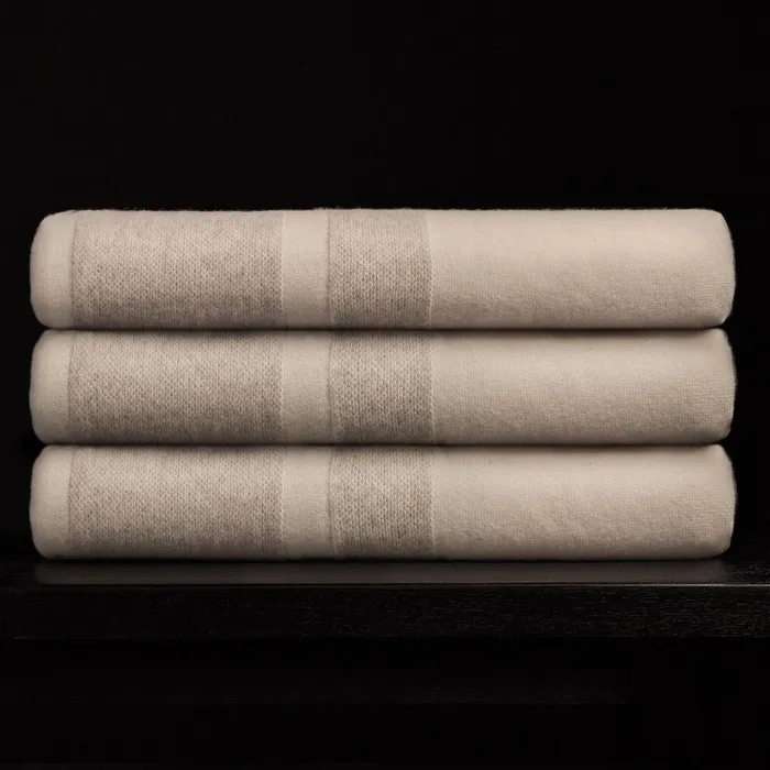 HOUSE James Perse Blankets Baja Stripe Knit Blanket Ivoryflannel