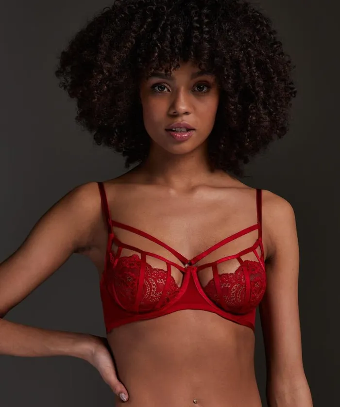 Hunkemller Amara NonPadded Underwired Bra 8211 Red Red 8211 Women