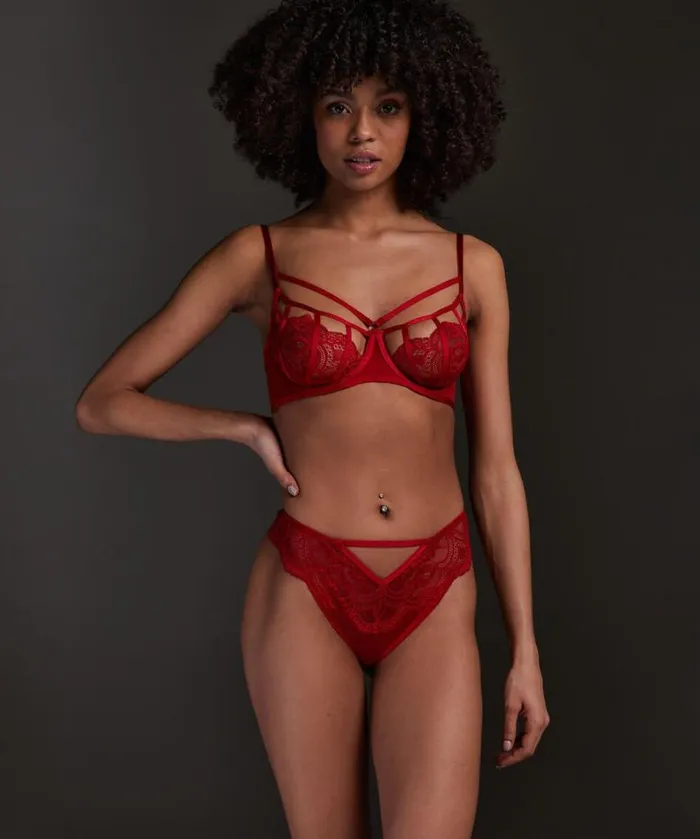 Hunkemller Amara NonPadded Underwired Bra 8211 Red Red 8211 Women Hunkemller Amara NonPadded Underwired Bra 8211 Red Red 8211 Women