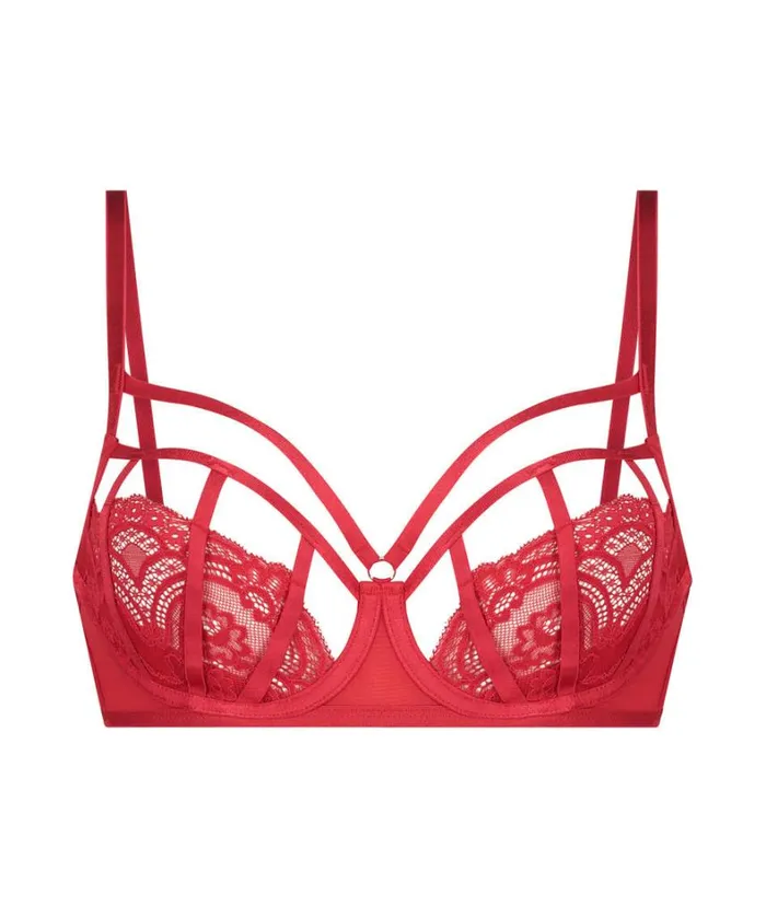 Hunkemller Amara NonPadded Underwired Bra 8211 Red Red 8211 Women Hunkemller Amara NonPadded Underwired Bra 8211 Red Red 8211 Women