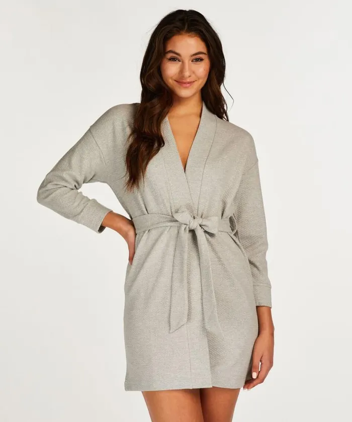 Hunkemller Jacquard Short Jersey Robe 8211 Gray Gray 8211 Women