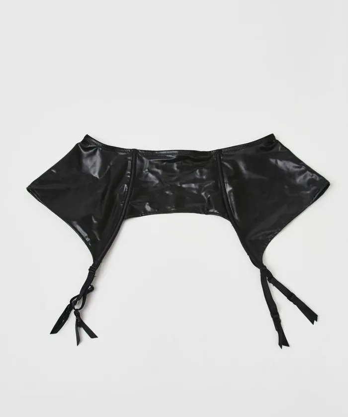 Hunkemller Private Leatherlook Suspenders 8211 Black Black 8211 Women
