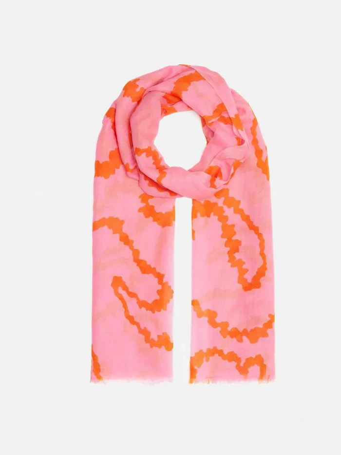 Hydra Coral Gauze Wool Silk Scarf Pink Women Jigsaw Ponchos and Scarves