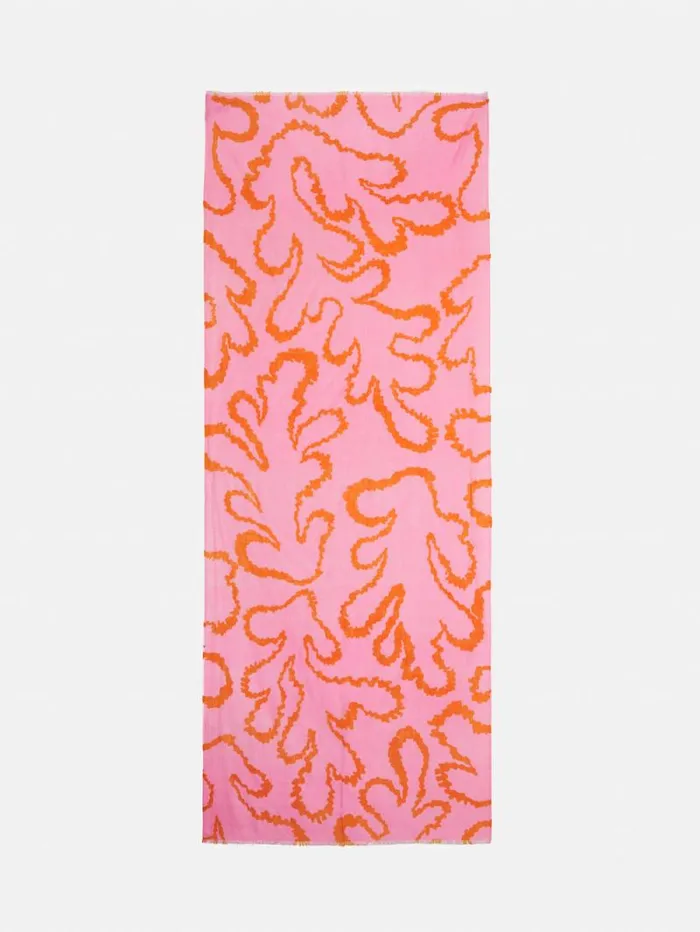 Hydra Coral Gauze Wool Silk Scarf Pink Women Jigsaw Ponchos and Scarves