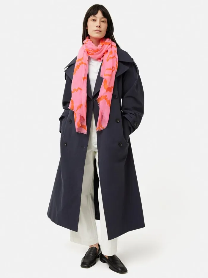 Hydra Coral Gauze Wool Silk Scarf Pink Women Jigsaw Ponchos and Scarves