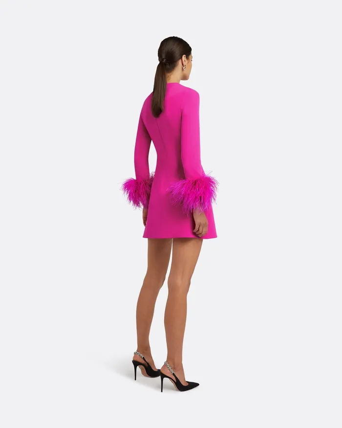 Icons Women Safiyaa Rena Wild Strawberry FeatherTrimmed Short Dress Wild Strawberry