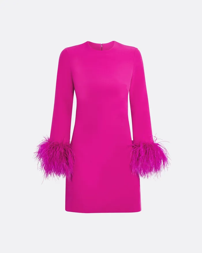 Icons Women Safiyaa Rena Wild Strawberry FeatherTrimmed Short Dress Wild Strawberry