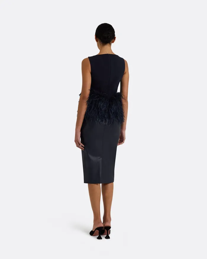 Icons Women Safiyaa Tessa Midnight Navy FeatherTrimmed Top Midnight Navy