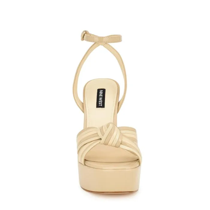 Irna Platform Ankle Strap Knotted Sandals Light Natural Patent Women Nine West Sandals Irna Platform Ankle Strap Knotted Sandals Light Natural Patent Women Nine West Sandals