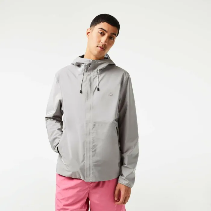 Jackets and Coats Men Lacoste Mens Waterproof Track Jacket Grey Kzw