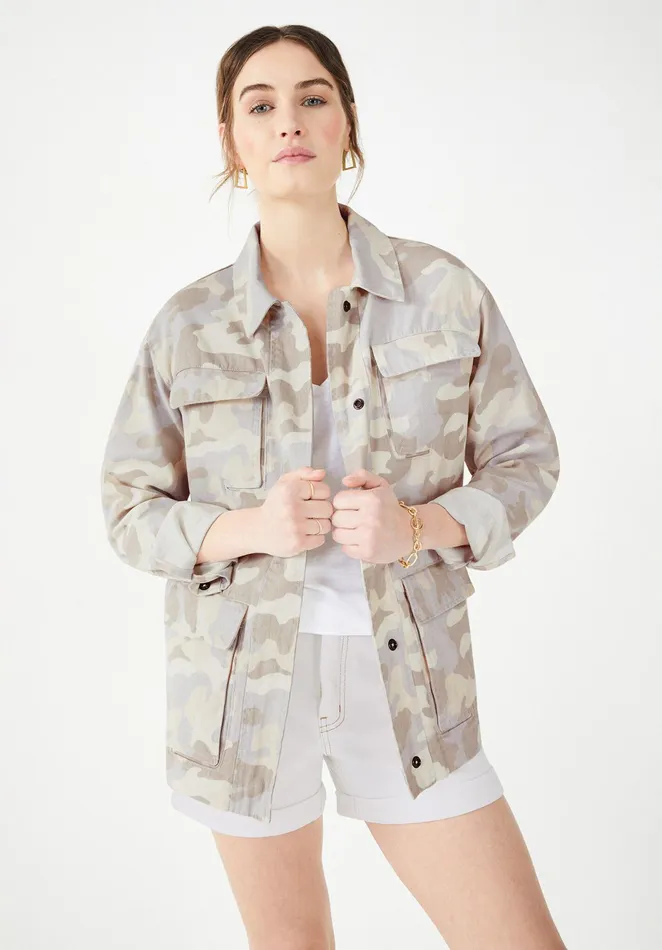Jackets and Coats Women Hush Reid Cargo Jacket Soft Pink Camo