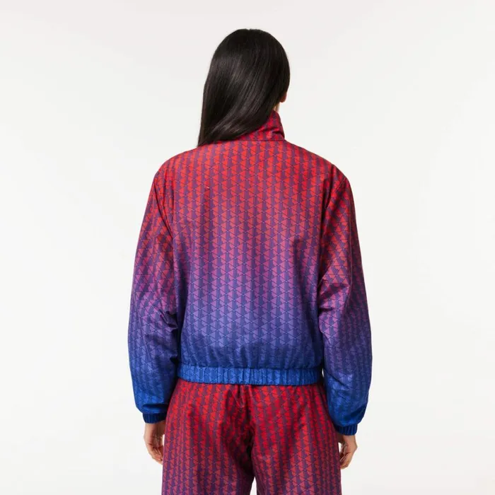 Jackets and Coats Women Lacoste Women039s Monogram Print Ombr Track Jacket Red Blue Navy Blue Qji