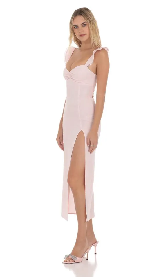 Jacquard Embroidered Strap Midi Dress Pink Women LUCY IN THE SKY Midi Dresses Jacquard Embroidered Strap Midi Dress Pink Women LUCY IN THE SKY Midi Dresses