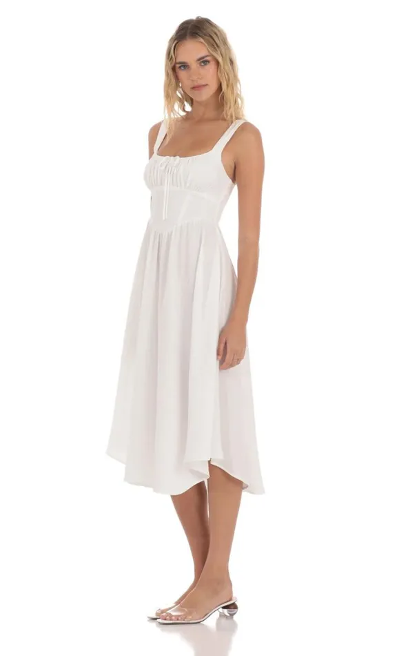 Jacquard Flare Midi Dress White Women LUCY IN THE SKY Midi Dresses Jacquard Flare Midi Dress White Women LUCY IN THE SKY Midi Dresses