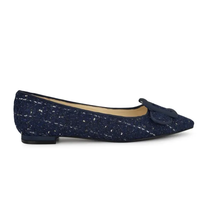 Jesike Pointy Toe Flats Dark Blue Tweed Women Nine West Flats