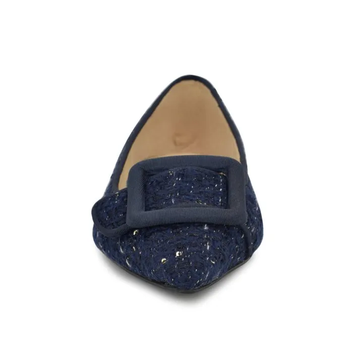 Jesike Pointy Toe Flats Dark Blue Tweed Women Nine West Flats Jesike Pointy Toe Flats Dark Blue Tweed Women Nine West Flats