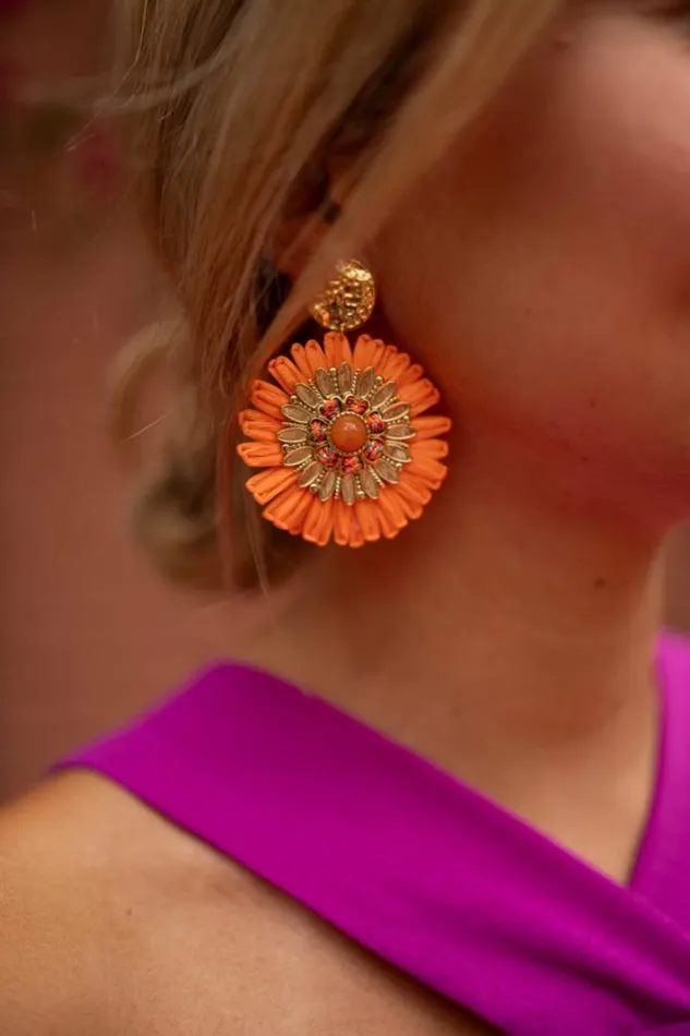 Jewelry and Accessories Earrings Easy Clothes Orange And Golden Aynu Earrings