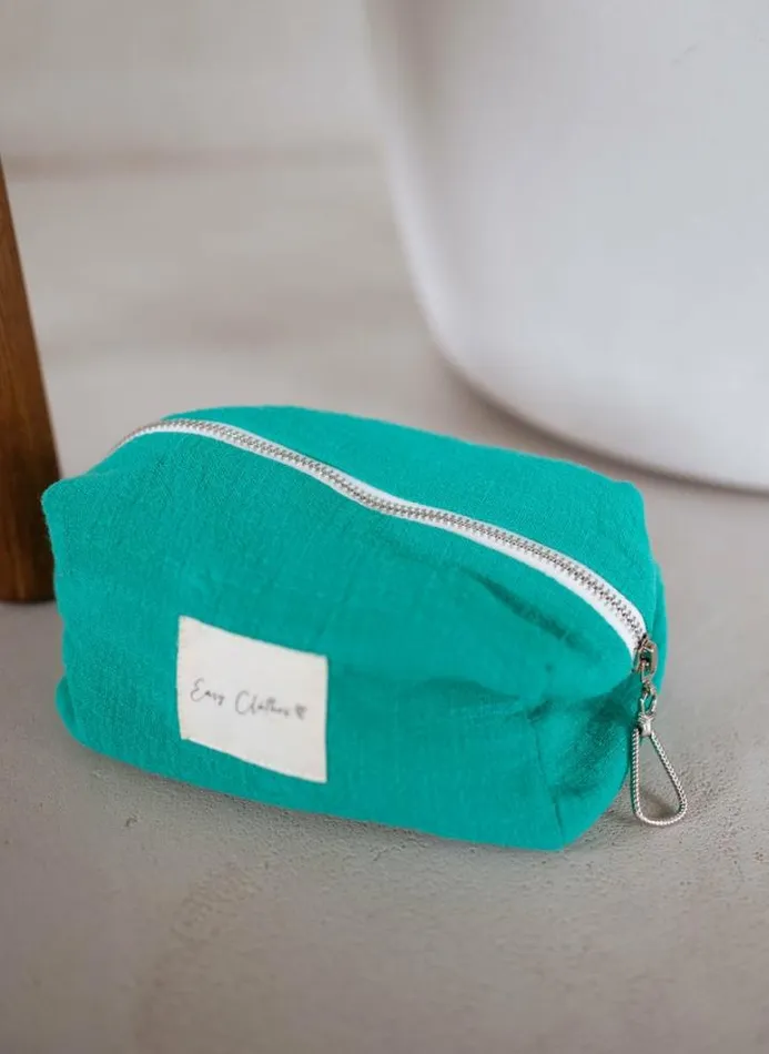 Jewelry and Accessories Handbags Easy Clothes Emerald Blue Easy Clothes Linen Pouch