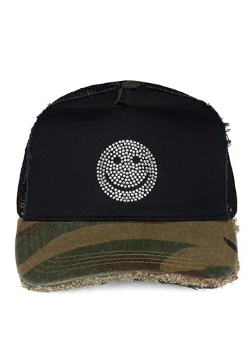 Jilly Crystal Smiley Black Camo Women Lauren Moshi Hats