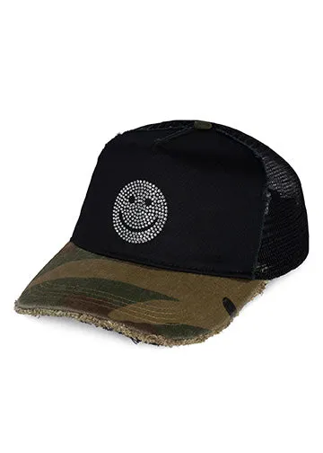 Jilly Crystal Smiley Black Camo Women Lauren Moshi Hats