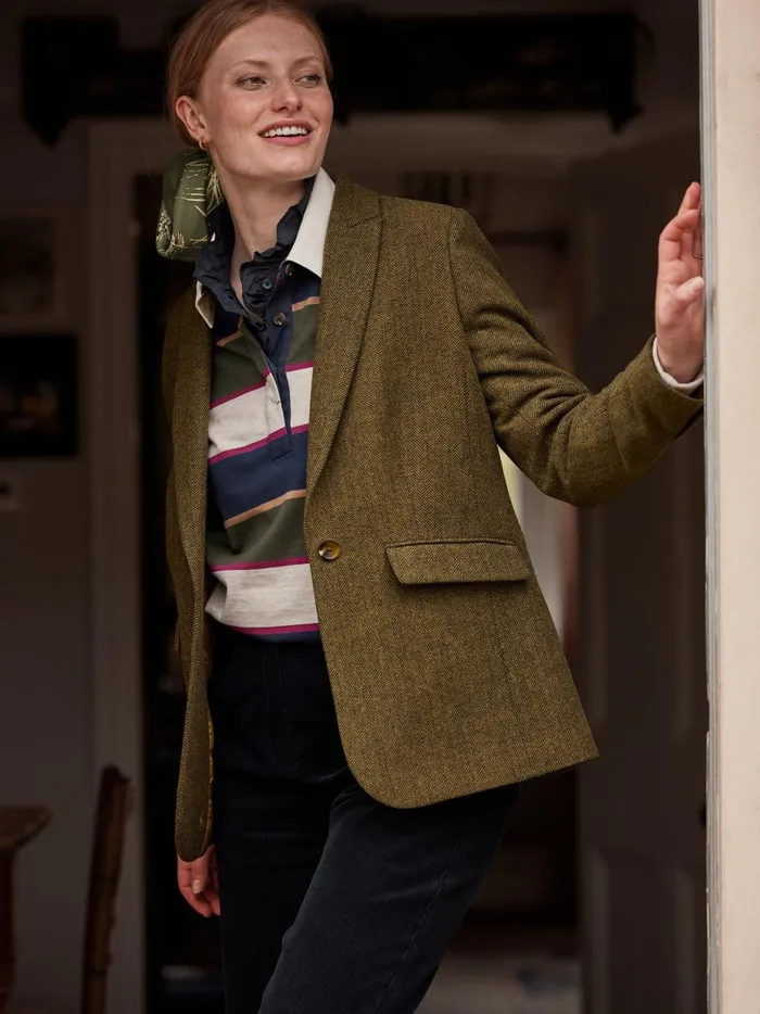 Joules Coats and Jackets Women Brown Tweed Blazer