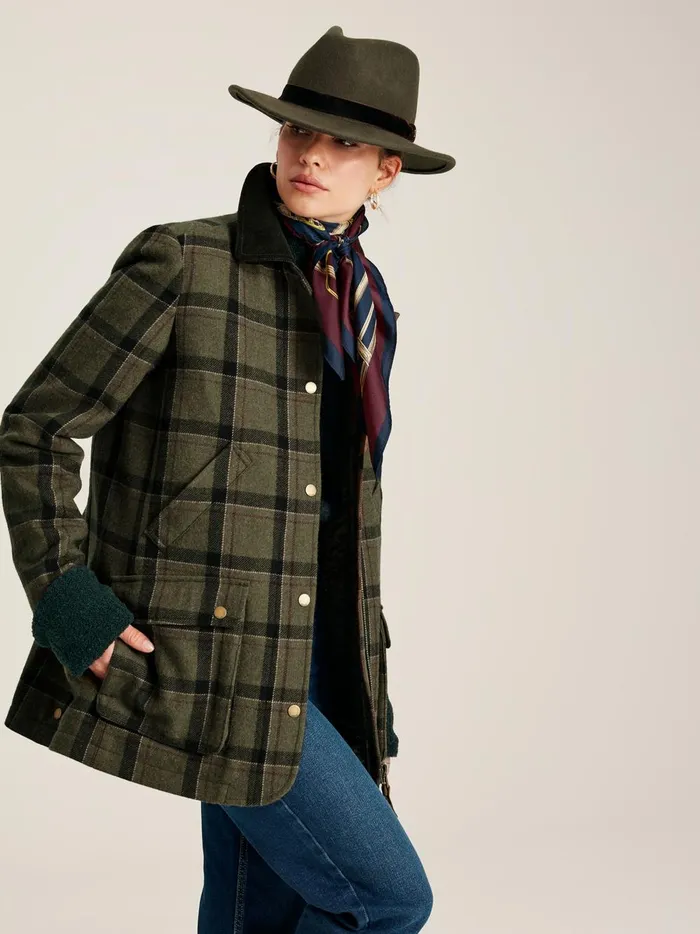 Joules Coats and Jackets Women Green Tweed Fieldcoat
