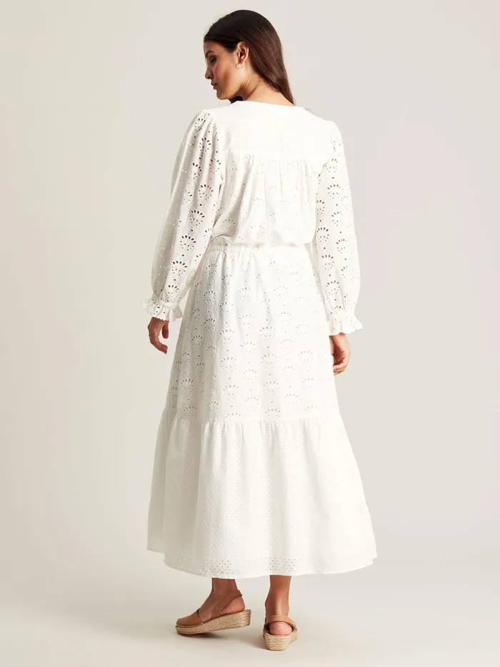 Joules Dresses Women Chalk White Broderie Dress