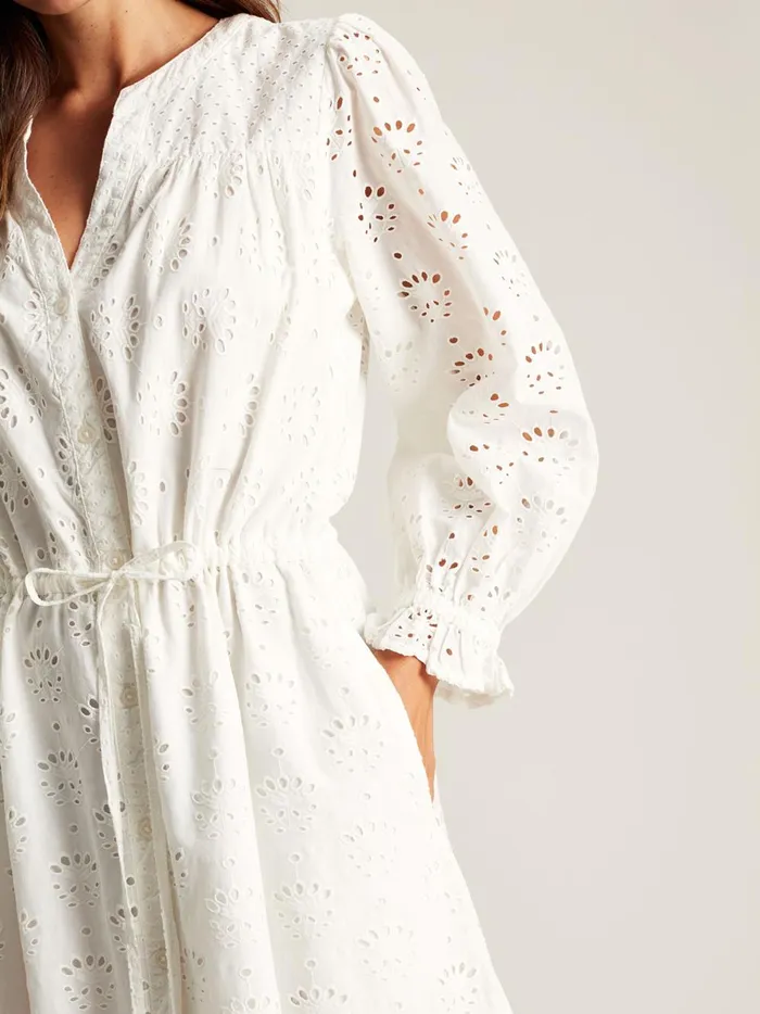 Joules Dresses Women Chalk White Broderie Dress