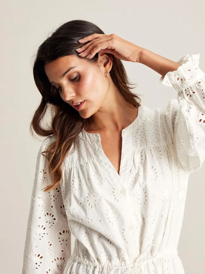 Joules Dresses Women Chalk White Broderie Dress