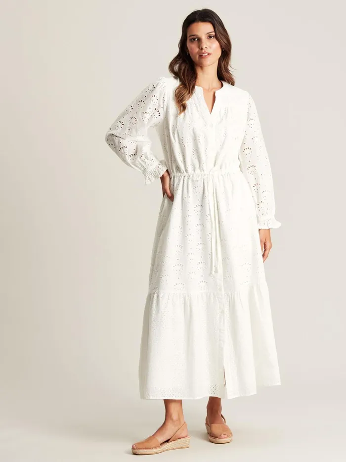 Joules Dresses Women Chalk White Broderie Dress