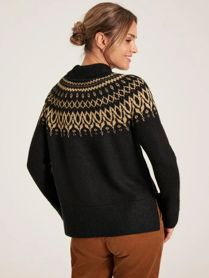 Joules Knitwear Women Black Fair Isle Jumper