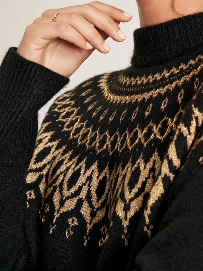 Joules Knitwear Women Black Fair Isle Jumper