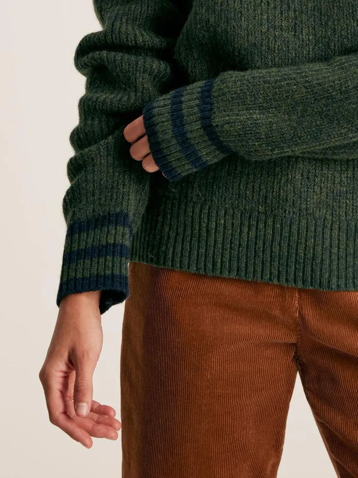 Joules Knitwear Women Dark Green Quarter Zip Rib Knit Jumper