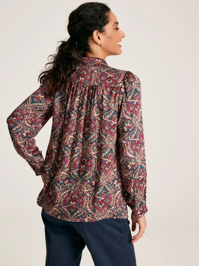 Joules Shirts and Blouses Women Pink Tie Neck Blouse