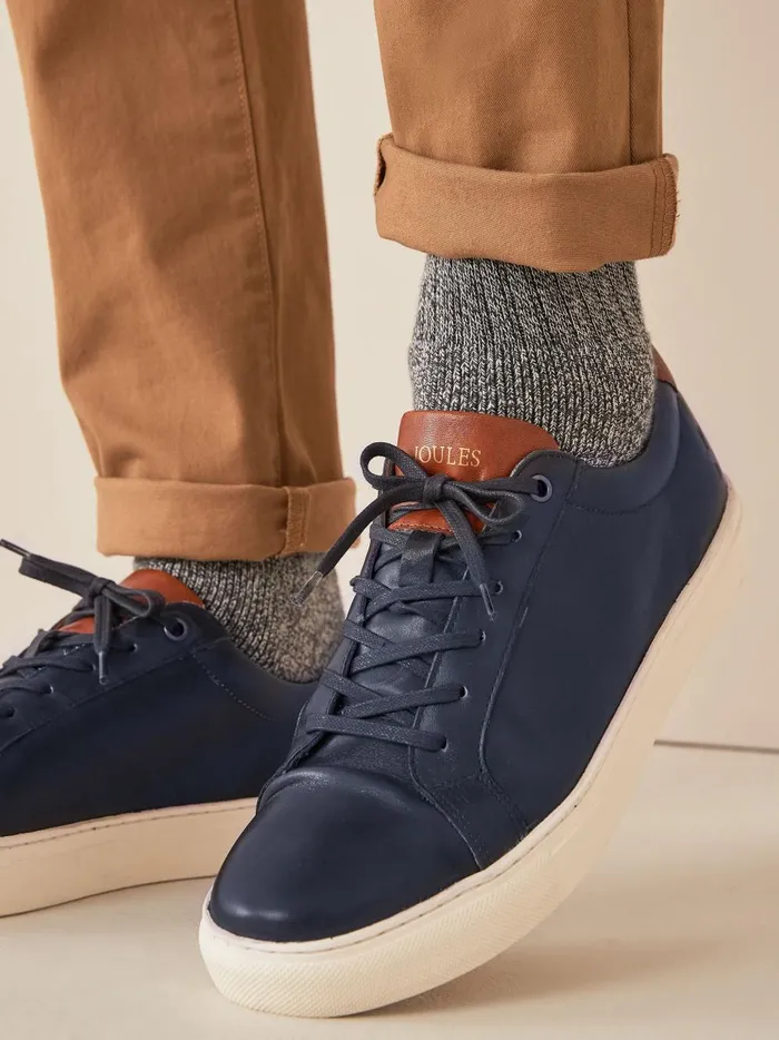 Joules Trainers Men Navy Blue Leather Trainers