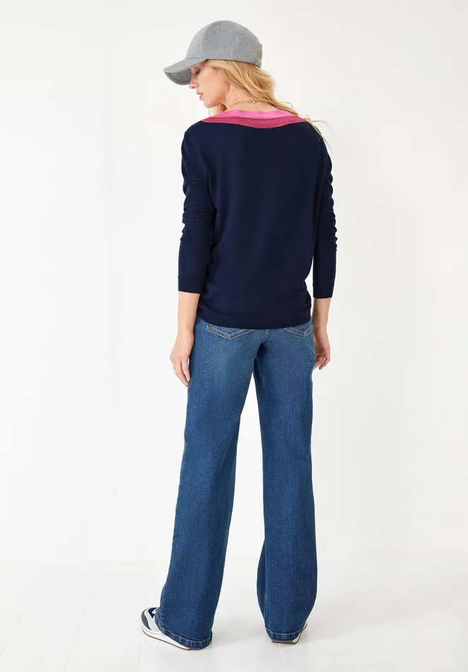 Jumpers and Cardigans Women Hush Deep VNeck Jumper Midnight Navypink