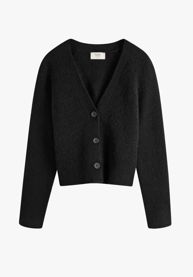 Jumpers and Cardigans Women Hush Riva Cropped Ribbed Cardigan Black